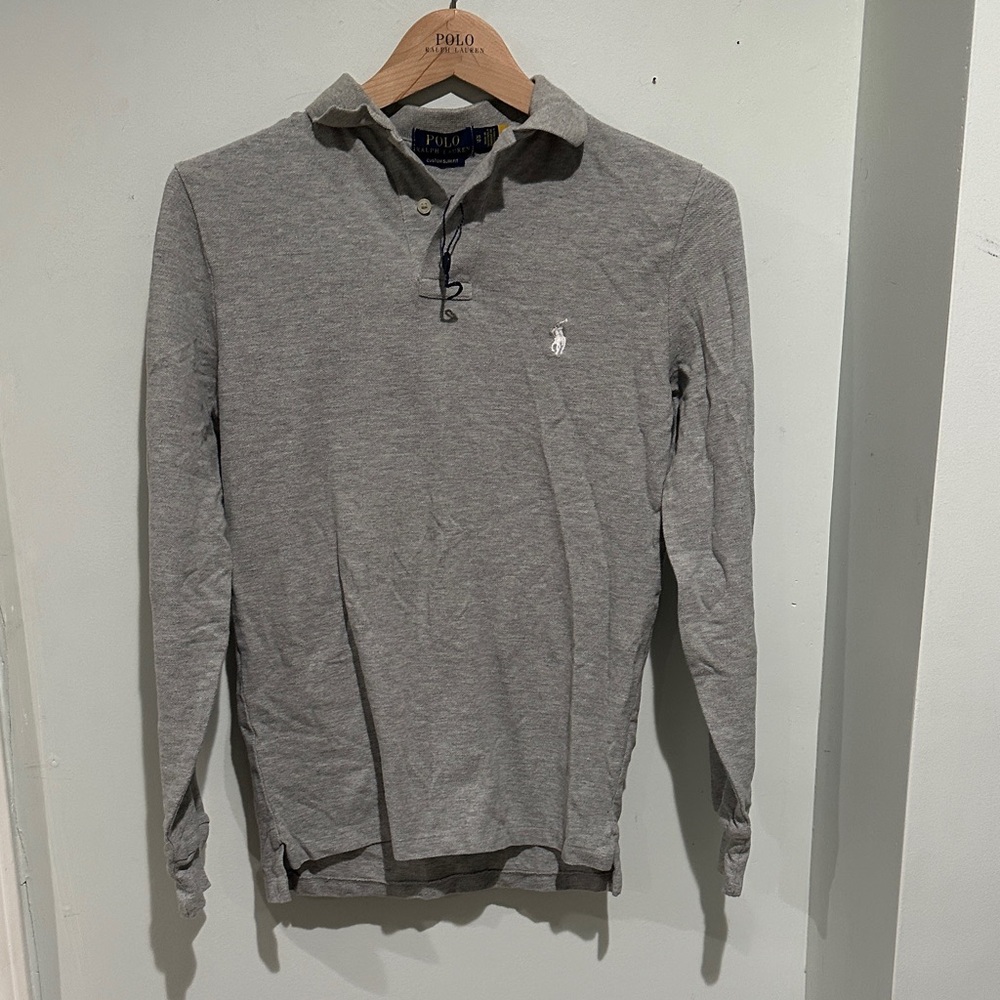 Polo by Ralph Lauren Long Sleeve Polo Shirt in Light Gray